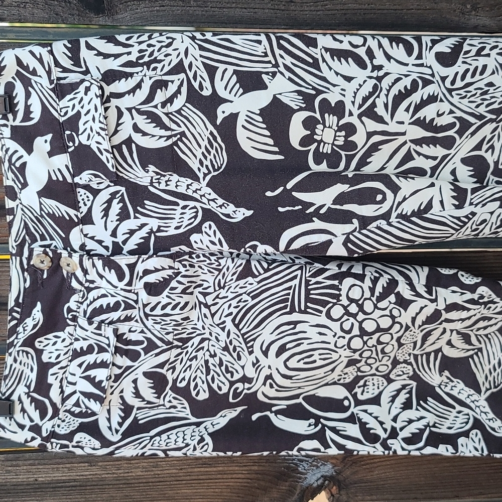 NORDSTORM CABI Serengeti Cropped Pants 2 DARK Brown Cream Jungle Print Ankle - Picture 3 of 16